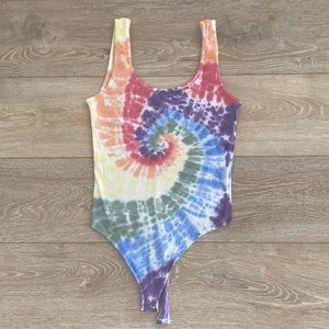 Rainbow tie-dye Abercrombie bodysuit